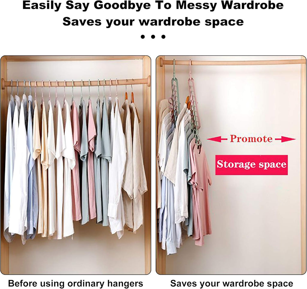 Closet Organizers and Storage,College Dorm Room Essentials,Pack of 6 Multifunctional Organizer Magic Space Saving Hangers with 9 Holes Storage Organization for Wardrobe Closet