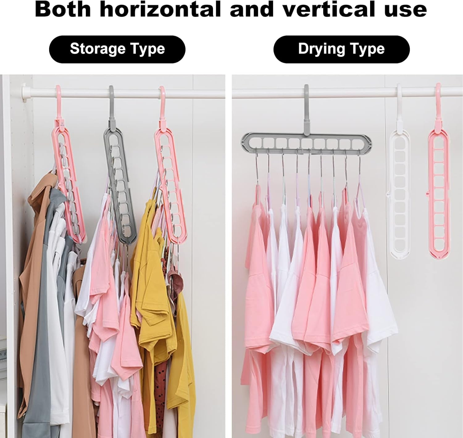 Closet Organizers and Storage,College Dorm Room Essentials,Pack of 6 Multifunctional Organizer Magic Space Saving Hangers with 9 Holes Storage Organization for Wardrobe Closet