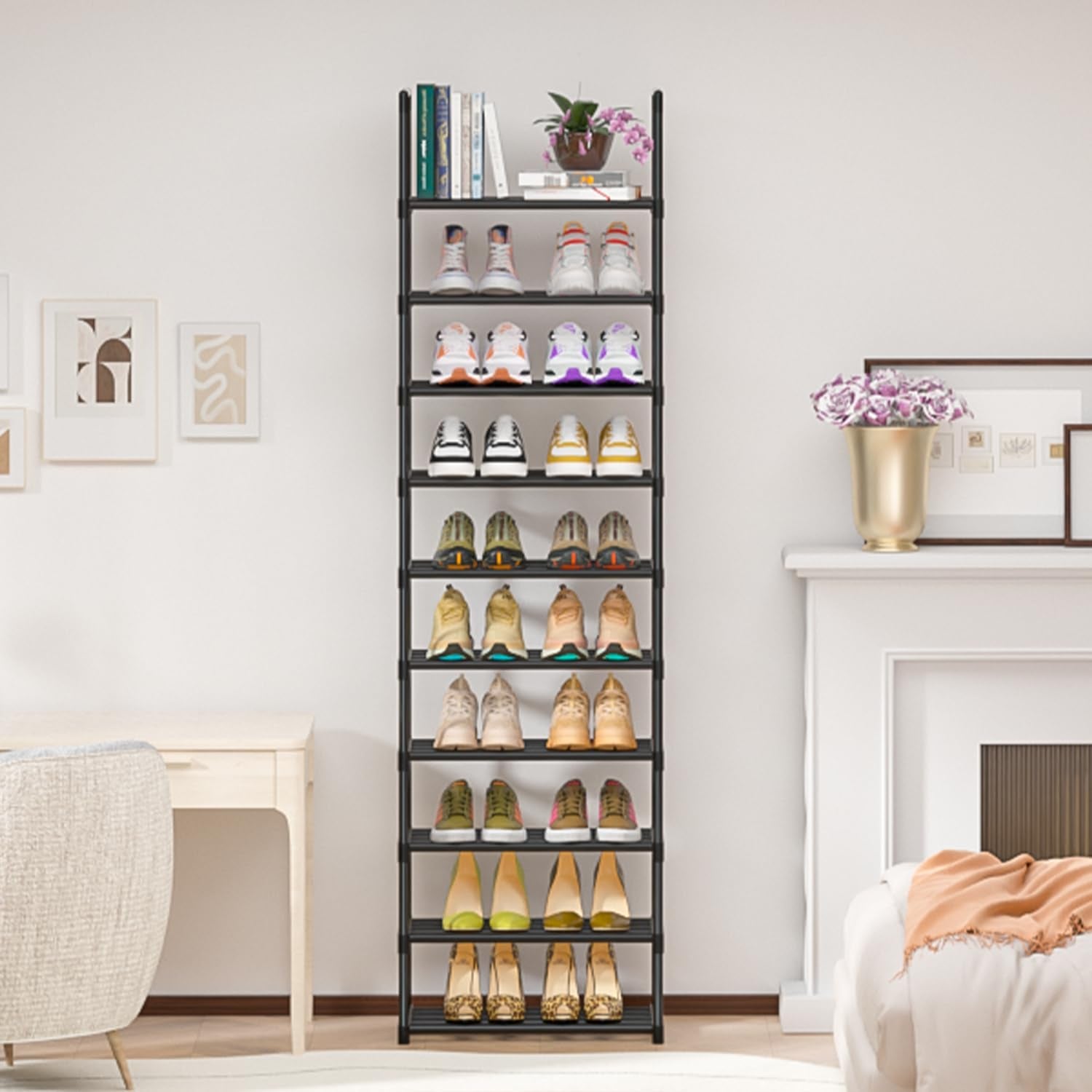 Shoe Rack, Sturdy Metal Shoe Rack Organizer,Narrow Shoe Racks for Closets,Shoes Rack,Shoe Stand,Shoe Shelf