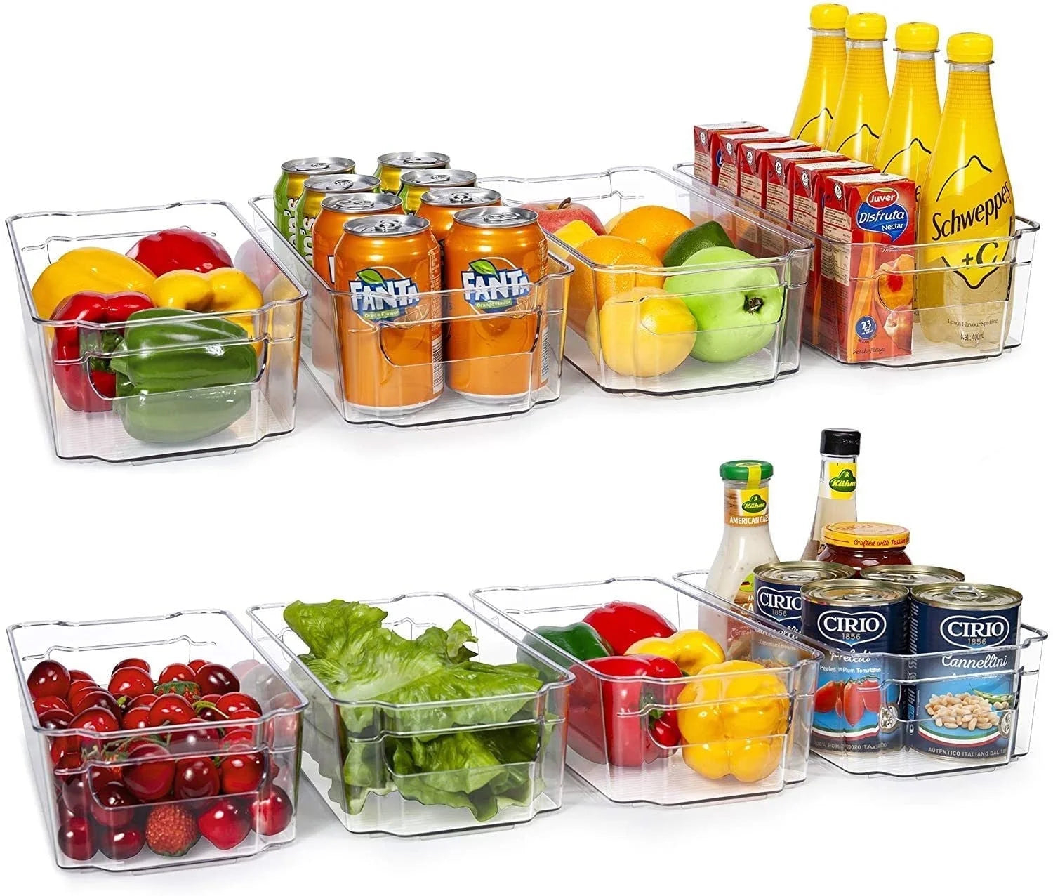Refrigerator Organizer Bins, 8Pcs Clear Bins, Pantry Kitchen Organization and Storage, 12.5" Long